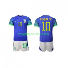 Completo Calcio Brasile Neymar JR 10 Bambino Divisa Trasferta Mondiali 2022